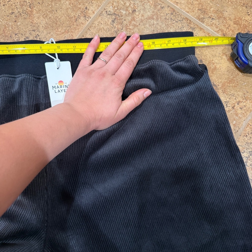 Marine Layer Velour Corduroy Wide Leg Pants Black XL NWT Loungewear Cozy - Picture 5 of 9